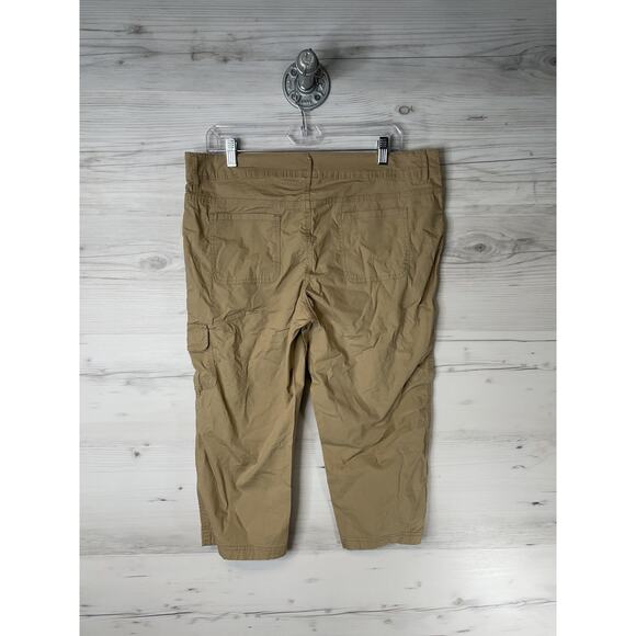 Faded Glory Capri Pants Womens 14 Khaki Cargo Stretch Pockets Zip Fly Casual - Picture 7 of 12
